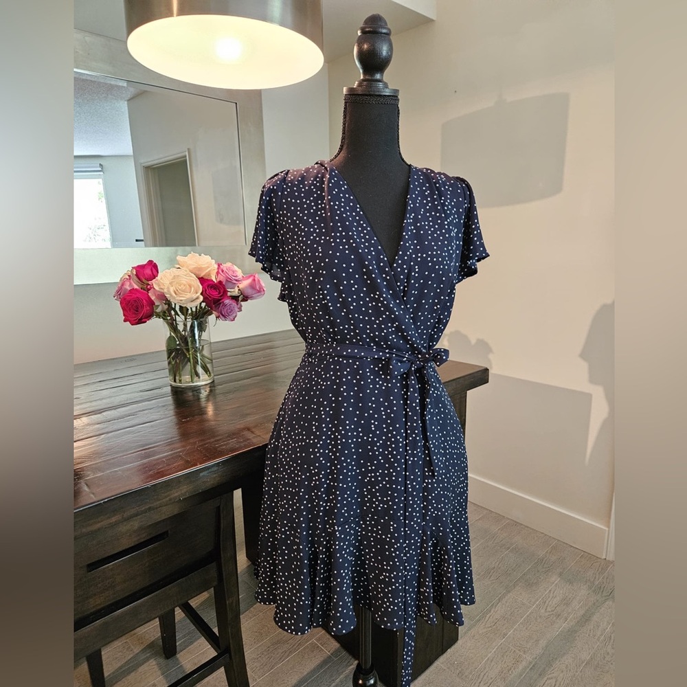 Navy polkadot dress